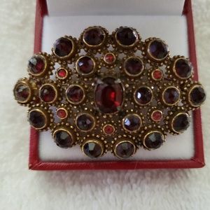 Vintage Czech Bohemian Style Garnet Brooch